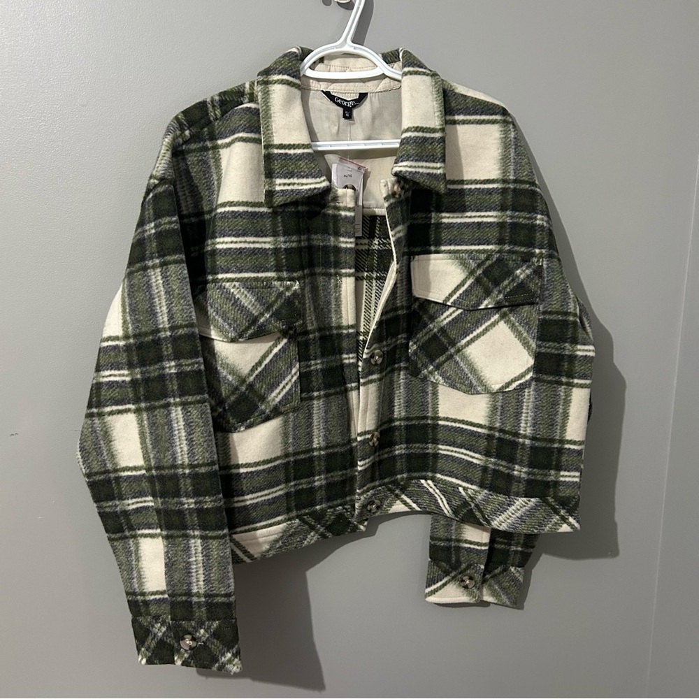 Women’s XL Green and Cream Plaid Jacket